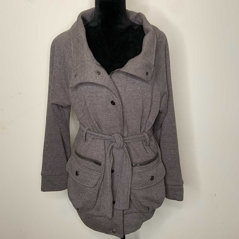 Tres Bien Grey Women’s Jacket Waist Tie Size L